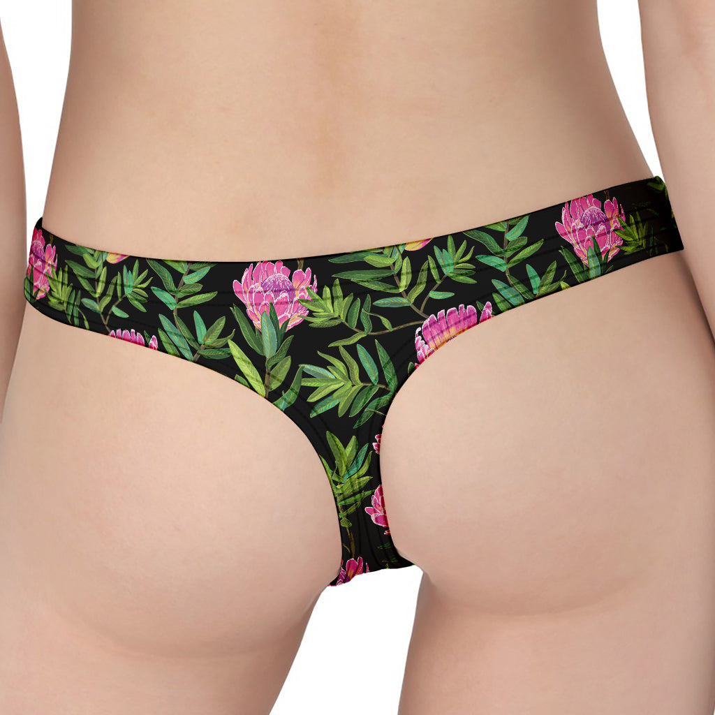 Protea Floral Pattern Print Women's Thong