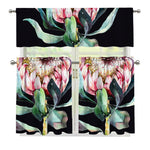 Protea Flower Print 3 Piece Kitchen Curtains