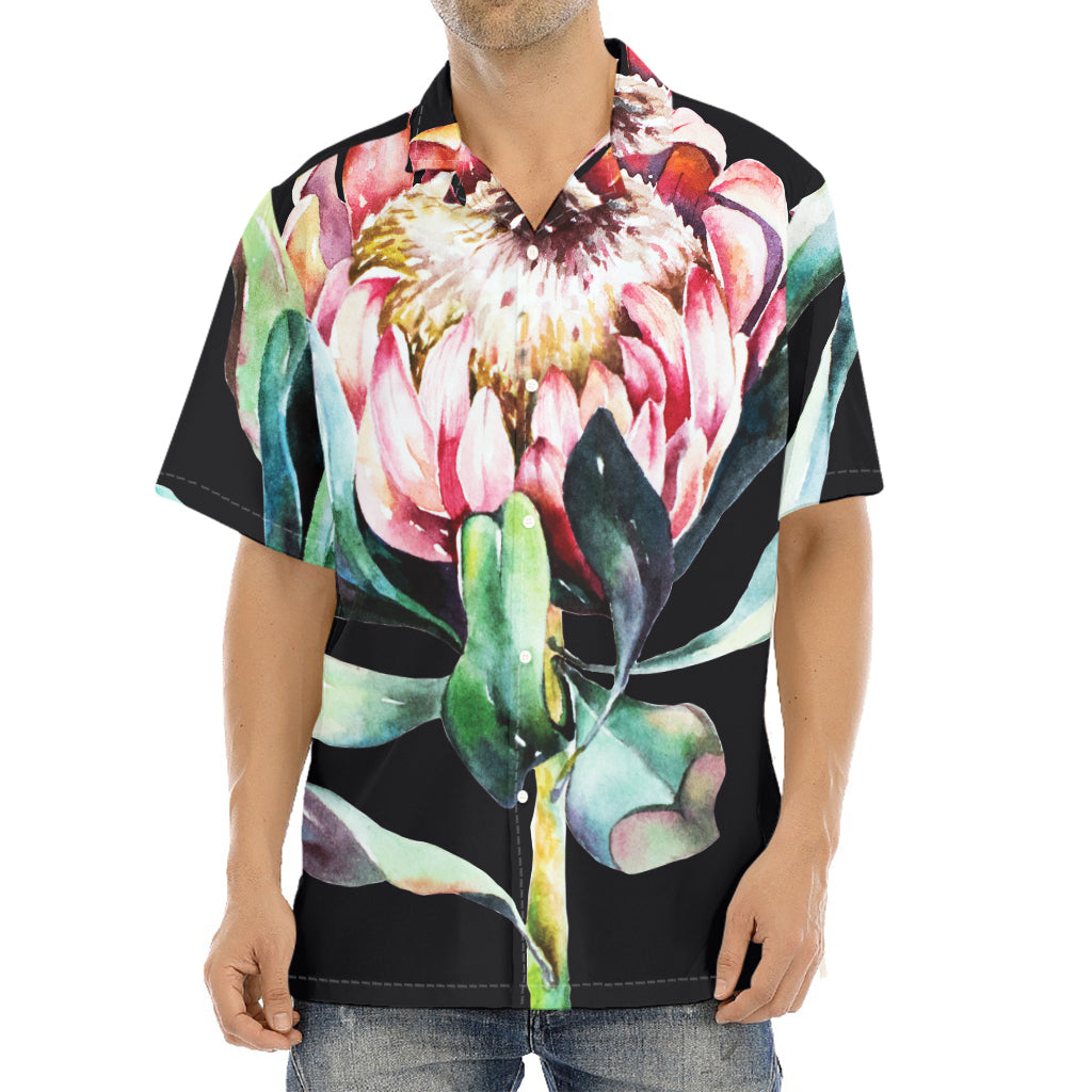 Protea Flower Print Aloha Shirt