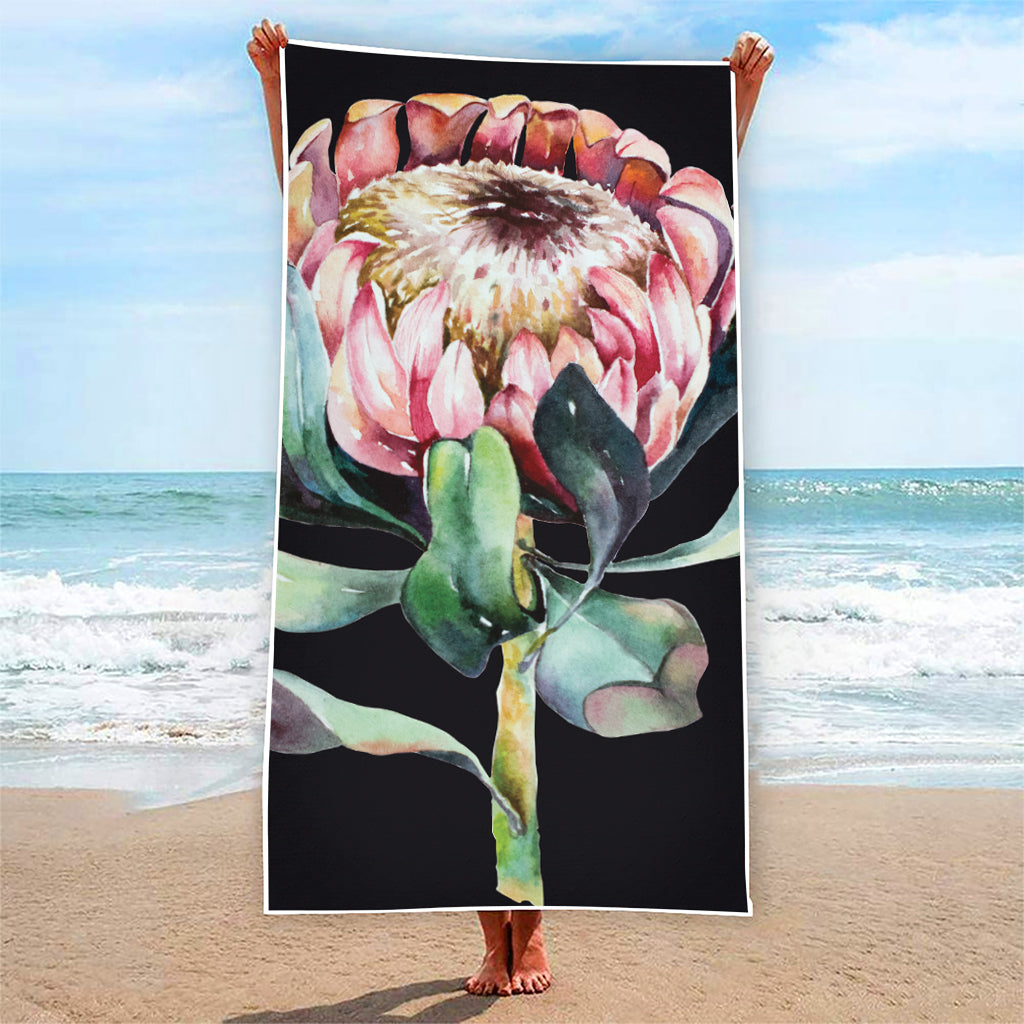 Protea Flower Print Beach Towel