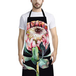 Protea Flower Print Bib Apron With Pocket