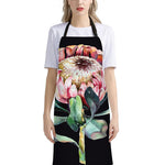 Protea Flower Print Bib Apron With Pocket