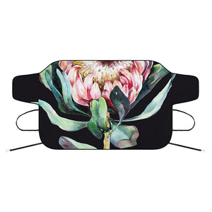 Protea Flower Print Car Windshield Snow Cover