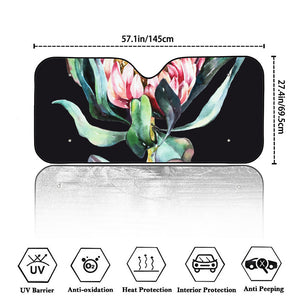 Protea Flower Print Car Windshield Sun Shade