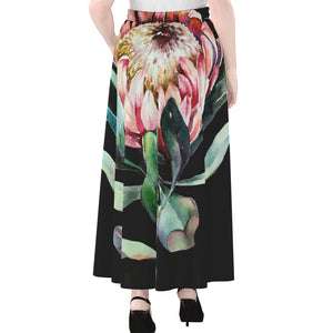 Protea Flower Print Chiffon Maxi Skirt