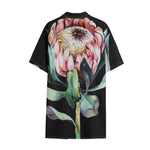 Protea Flower Print Cotton Hawaiian Shirt