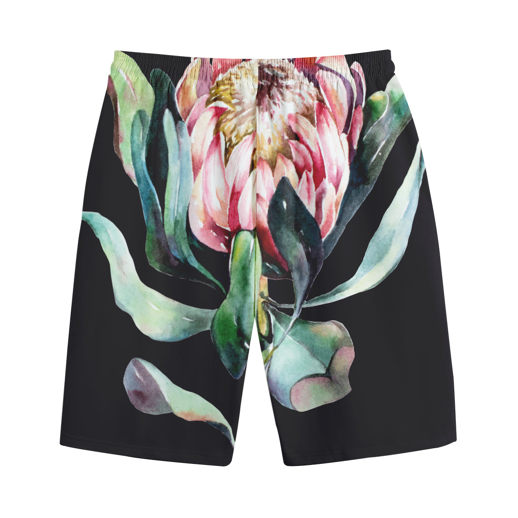 Protea Flower Print Cotton Shorts