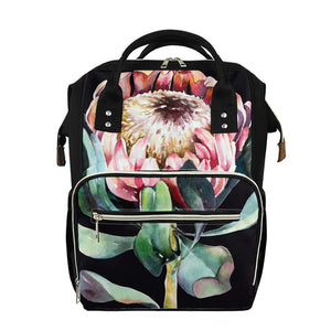 Protea Flower Print Diaper Bag