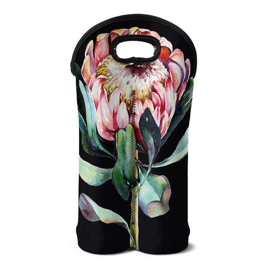 Protea Flower Print Double Neoprene Wine Tote