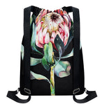 Protea Flower Print Drawstring Backpack