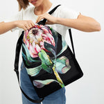 Protea Flower Print Drawstring Backpack