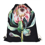 Protea Flower Print Drawstring Bag