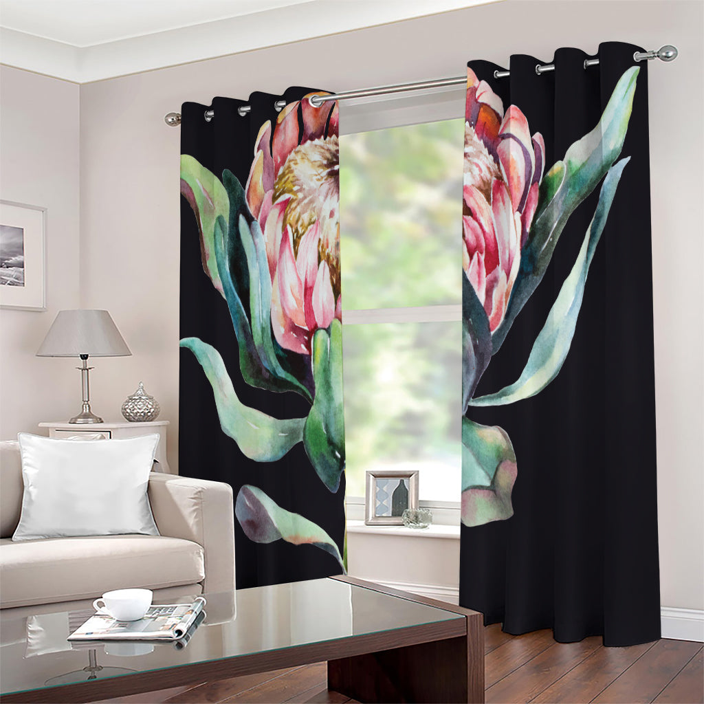 Protea Flower Print Extra Wide Grommet Curtains