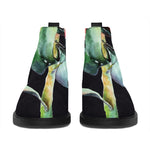 Protea Flower Print Flat Ankle Boots