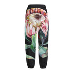 Protea Flower Print Fleece Lined Knit Pants