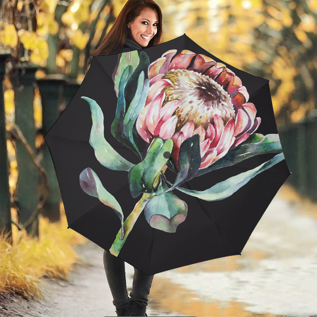 Protea Flower Print Foldable Umbrella