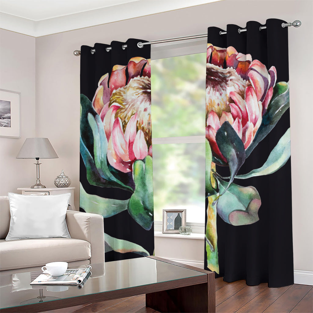 Protea Flower Print Grommet Curtains