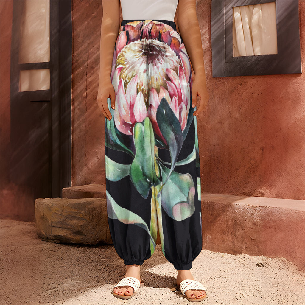 Protea Flower Print Harem Pants