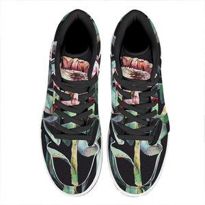 Protea Flower Print High Top Leather Sneakers