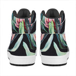 Protea Flower Print High Top Leather Sneakers