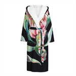 Protea Flower Print Hooded Bathrobe