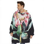 Protea Flower Print Hoodie Blanket
