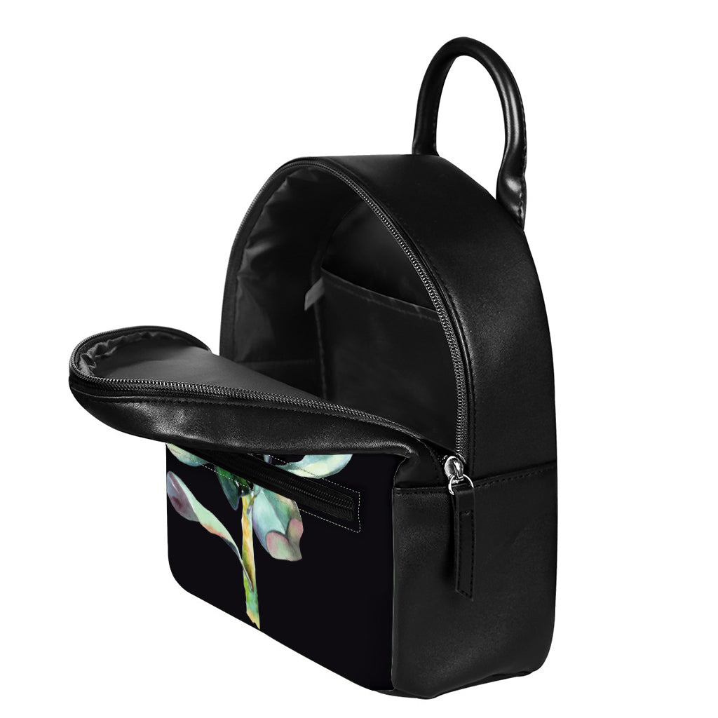 Protea Flower Print Leather Backpack