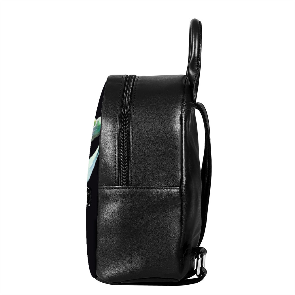 Protea Flower Print Leather Backpack