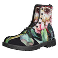 Protea Flower Print Lace-Up Boots
