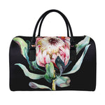 Protea Flower Print Leather Duffle Bag