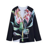 Protea Flower Print Long Sleeve Short Coat