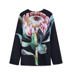 Protea Flower Print Long Sleeve Short Coat