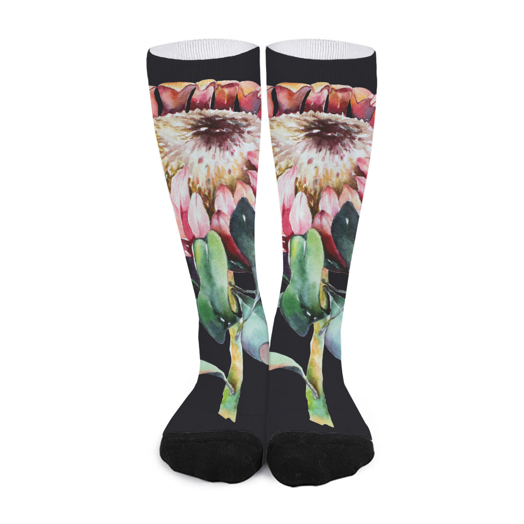 Protea Flower Print Long Socks