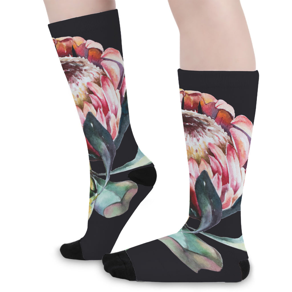 Protea Flower Print Long Socks