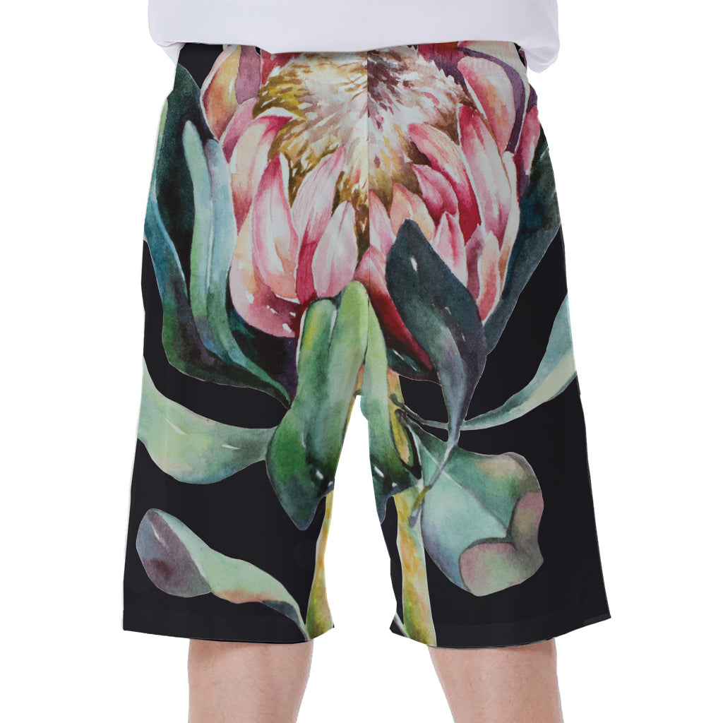 Protea Flower Print Men's Beach Shorts