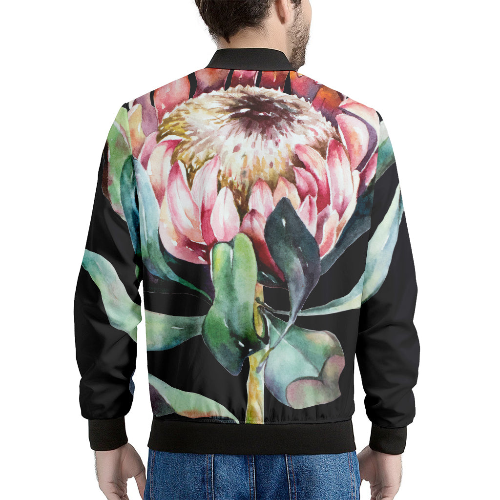 Protea Flower Print Men's Bomber Jacket