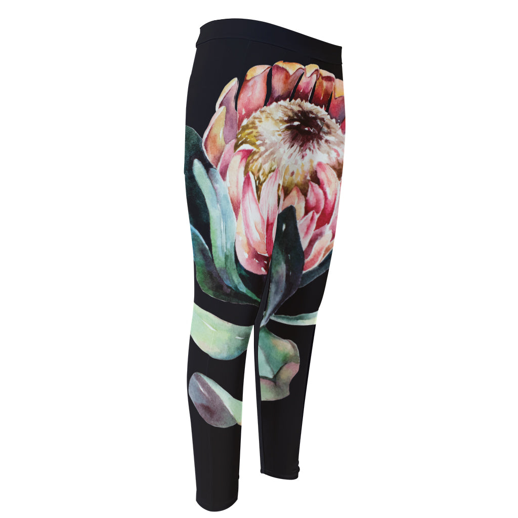 Protea Flower Print Men's Compression Pants