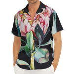 Protea Flower Print Men's Deep V-Neck Shirt