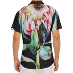 Protea Flower Print Men's Deep V-Neck Shirt