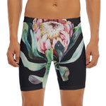 Protea Flower Print Men's Long Boxer Briefs