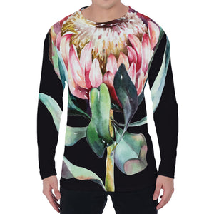 Protea Flower Print Men's Long Sleeve T-Shirt