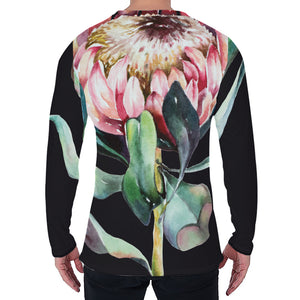 Protea Flower Print Men's Long Sleeve T-Shirt