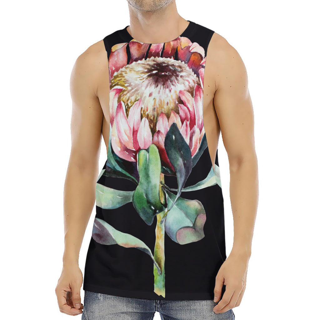 Protea Flower Print Men's Muscle Tank Top