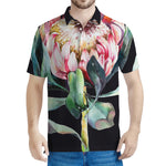 Protea Flower Print Men's Polo Shirt