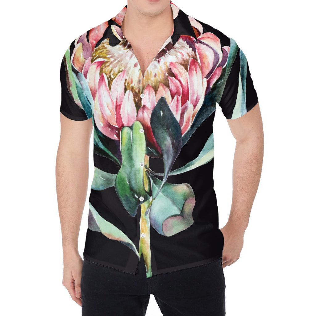 Protea Flower Print Men's Shirt