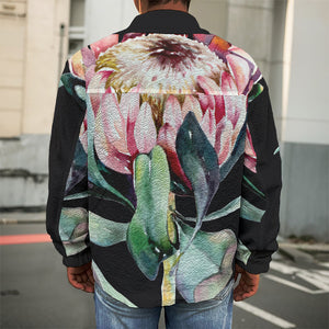 Protea Flower Print Men's Shirt Jacket