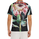 Protea Flower Print Men's Short Sleeve Rash Guard