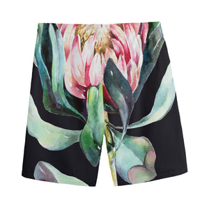 Protea Flower Print Men's Sports Shorts