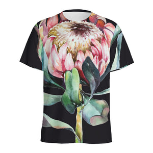 Protea Flower Print Men's Sports T-Shirt