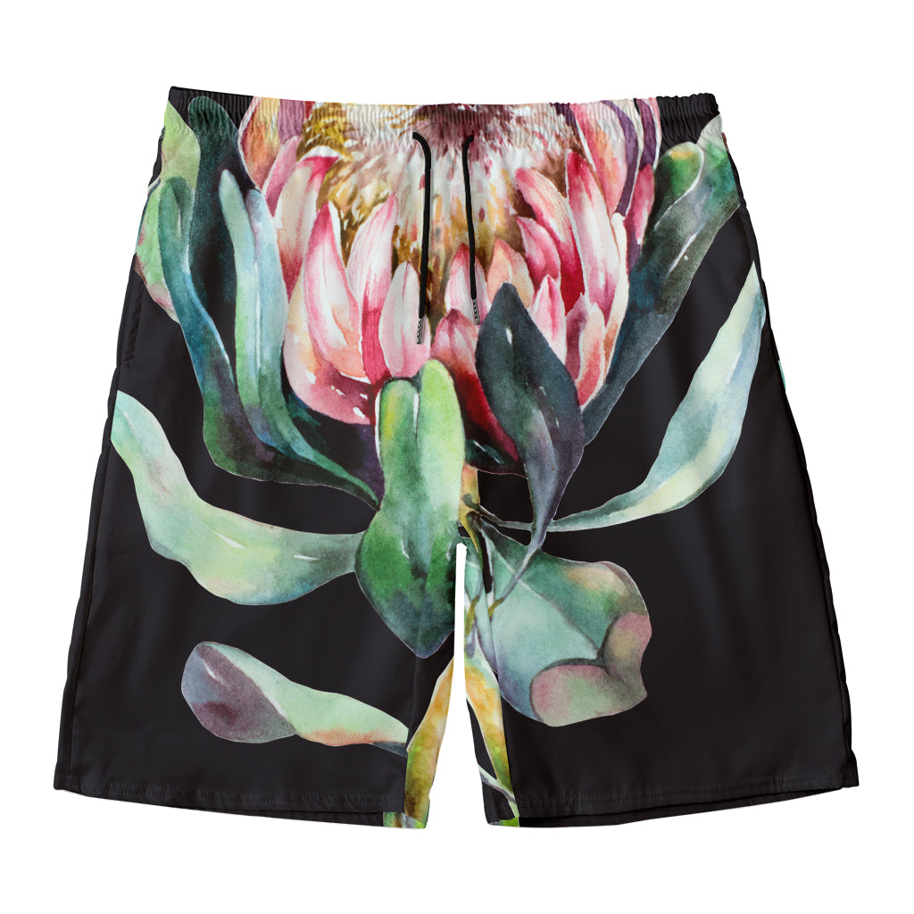 Protea Flower Print Men's Swim Trunks